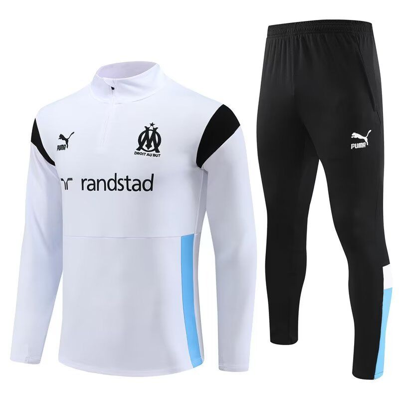 AAA Quality Marseille 23/24 Tracksuit - White/Black/Blue